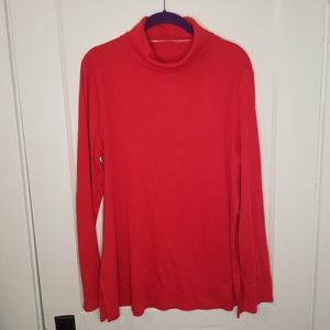 Red Ribbed Knit Turtleneck Tunic Size 1X